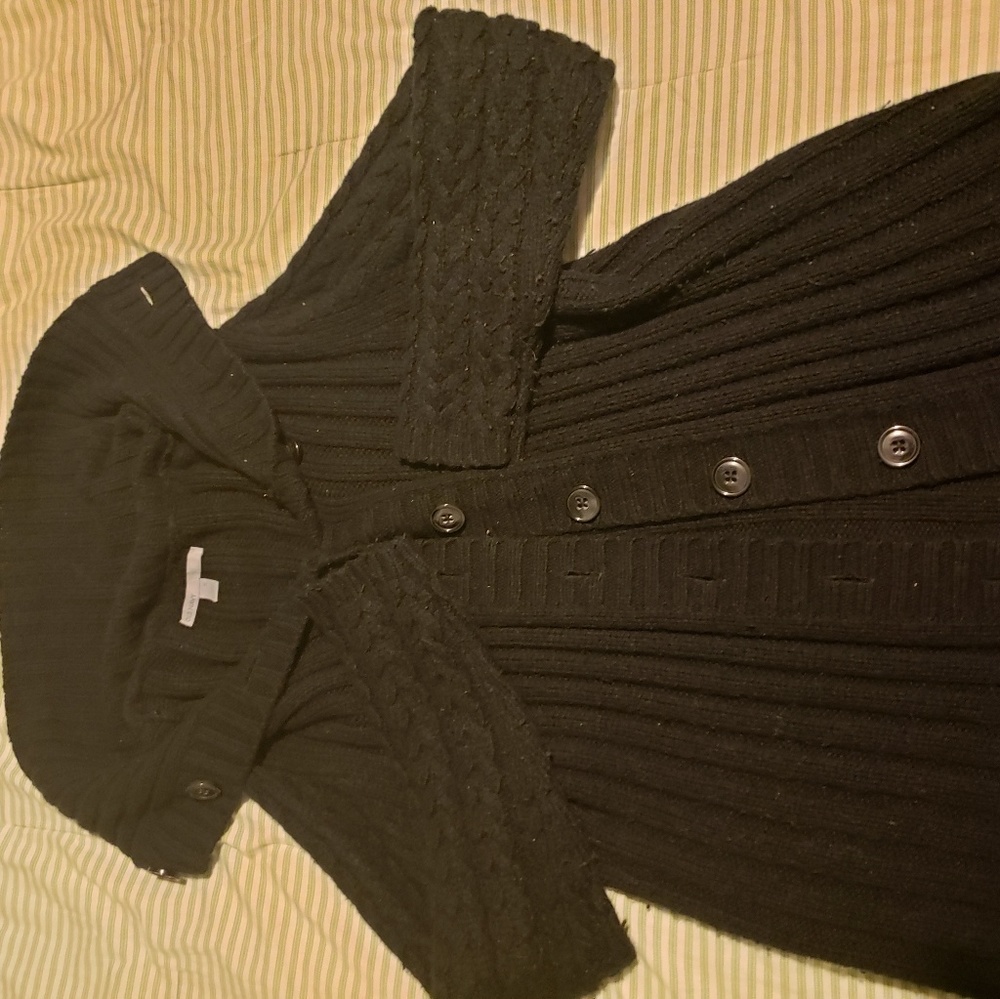 Black cardigan turtle neck